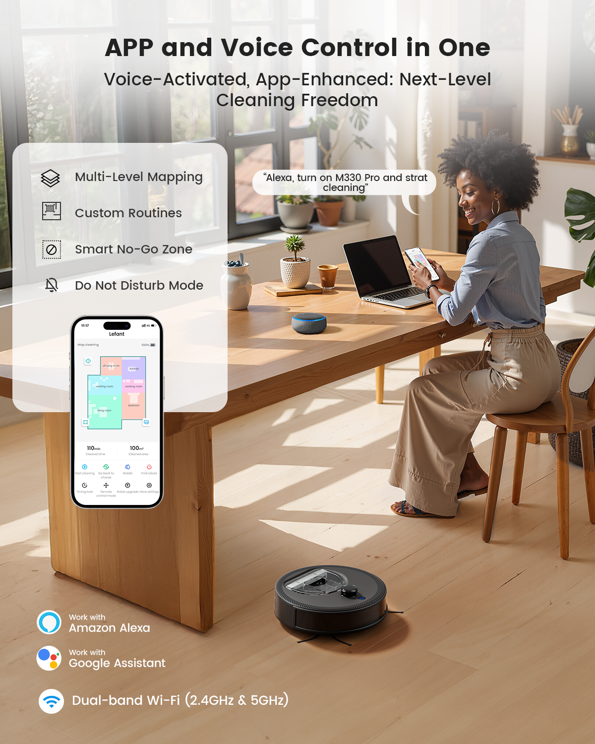 Lefant Robot Vacuum M330PRO Black