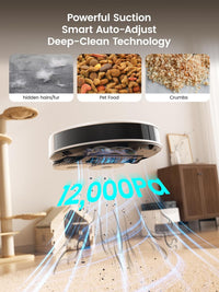 Lefant M3 Robot Vacuum and Mop,12000Pa Suction Smart Obstacle Avoidance,Zero-Tangling,Self-Washing & Drying, Self-Emptying,Dual Spinning Mop for Pet Hair Dust, White