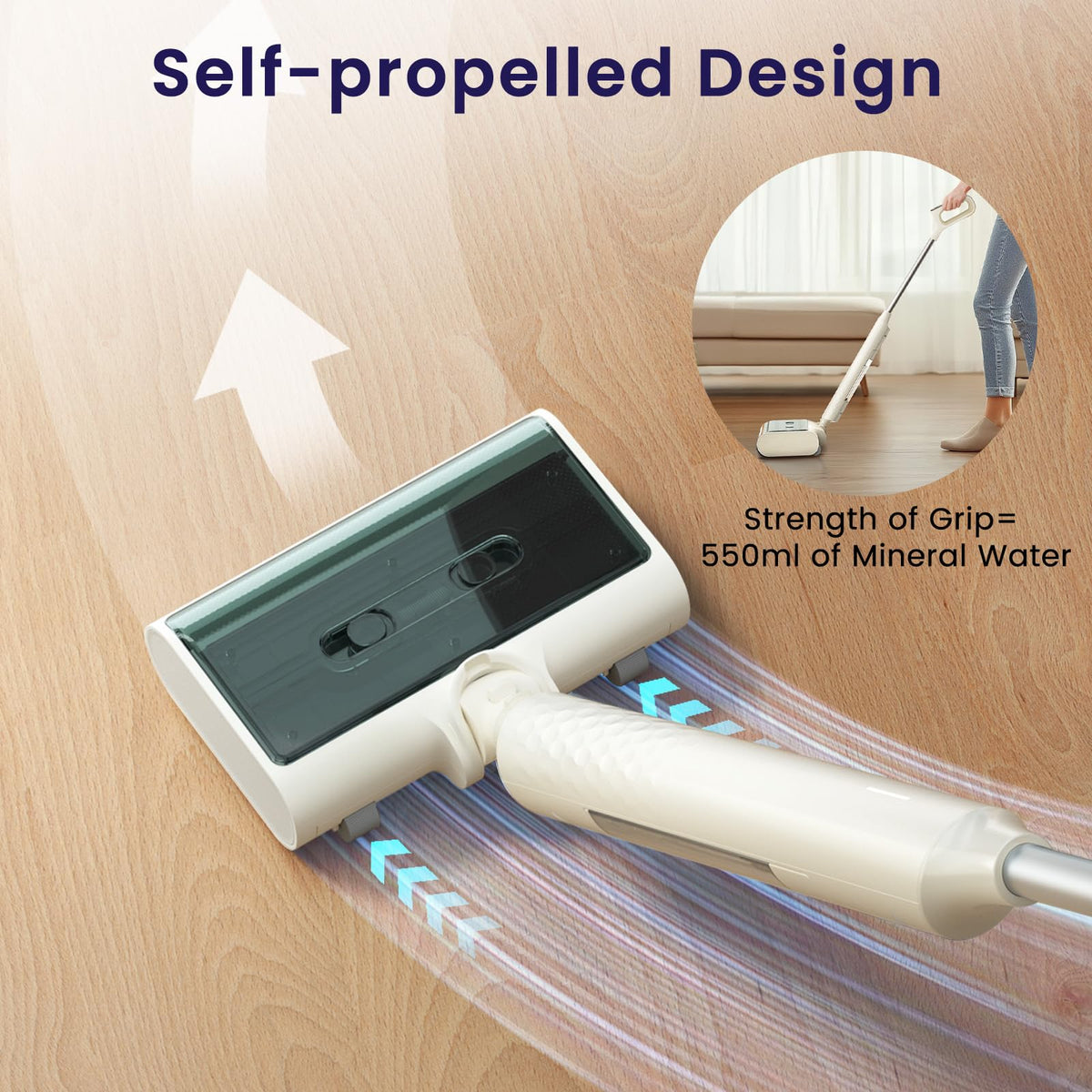 Lefant LS100 Smart Cordless Wet Dry Vacuum Cleaner and Mop for Hard Floors,Lightweight Stick Vacuum with 60 Min Runtime,Great for Sticky Messes and Pet Hair, Space-Saving Design, Ivory White