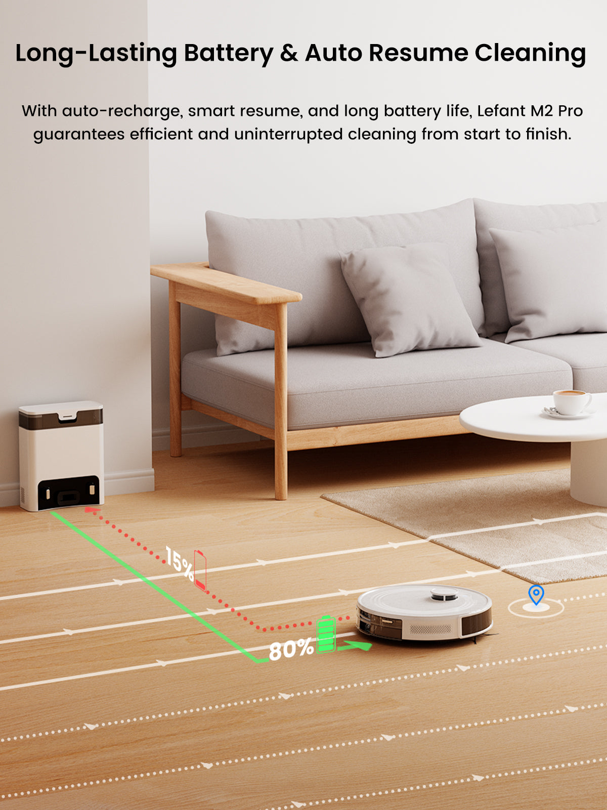 Lefant M2 Pro Robot Vacuum and Mop, 6000Pa Self-Emptying LiDAR Vacuum | Robotic Vacuum & Mop with LiDAR Navigation, PSD Obstacle Avoidance, Multi-Floor Mapping, 140min Battery, WiFi/Alexa