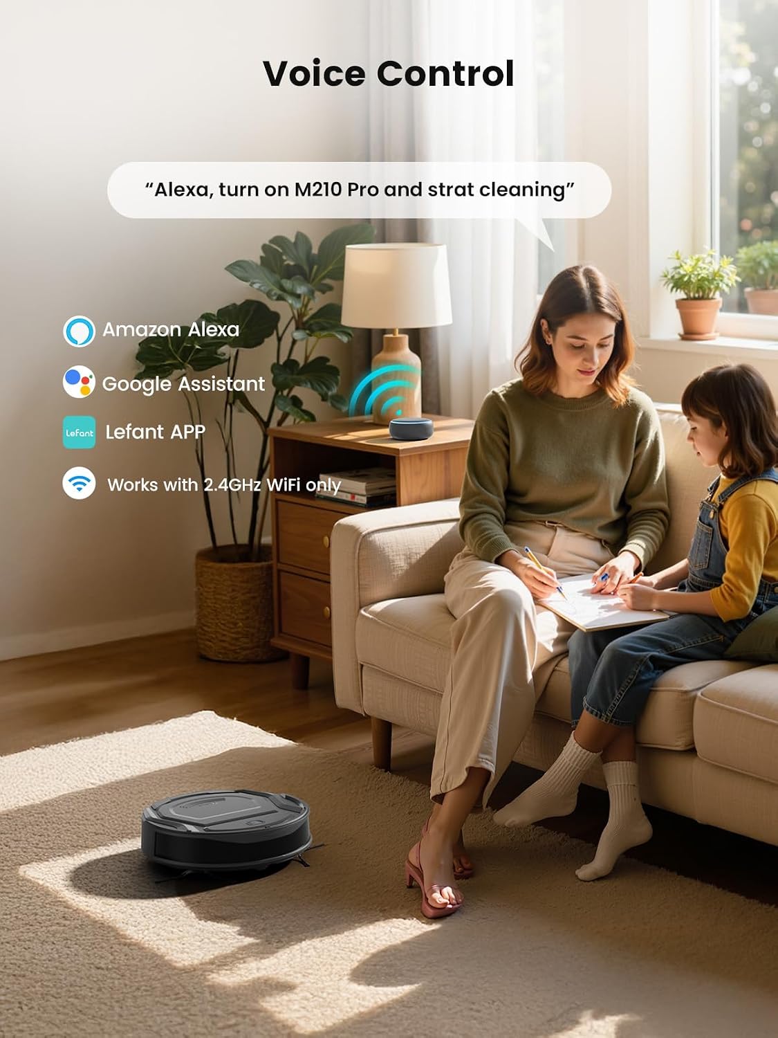 Lefant M210 Pro Robot Vacuum Cleaner, 4000Pa Powerful Suction, 200 Min Runtime, 6 Cleaning Modes, Slim, Quiet, Self-Charging, WiFi/App/Alexa Control, Black