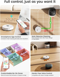Lefant M3 Robot Vacuum and Mop,12000Pa Suction Smart Obstacle Avoidance,Zero-Tangling,Self-Washing & Drying, Self-Emptying,Dual Spinning Mop for Pet Hair Dust, White