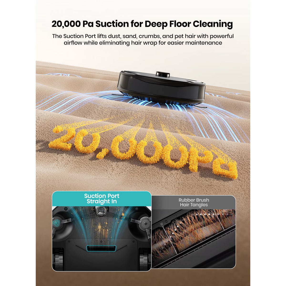 Lefant M265 Robot Vacuum and Mop with 20000Pa Suction, All-in-One Self-Cleaning Dock, Self-Emptying, LiDAR Navigation, Anti-Tangle Pet Hair Cleaning