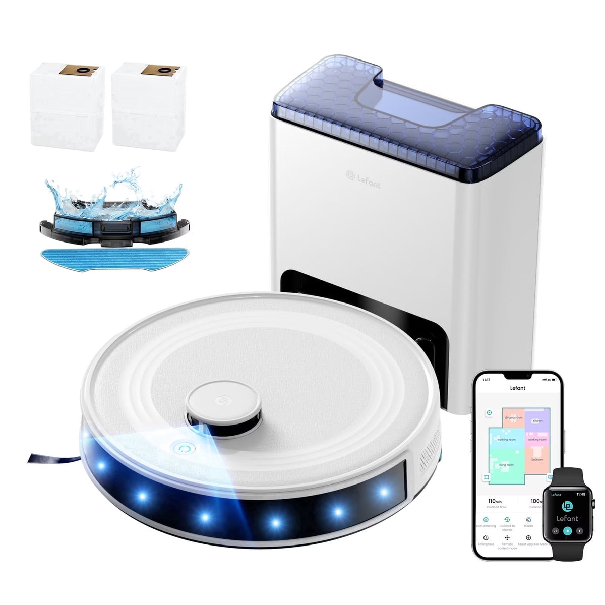 Lefant M2L Plus LiDAR Navigation Robot Vacuum and Mop, 7000Pa Suction, Multi-Floor Mapping, Self-Emptying and Filling, Robot Vacuum for Floors Pet Hair