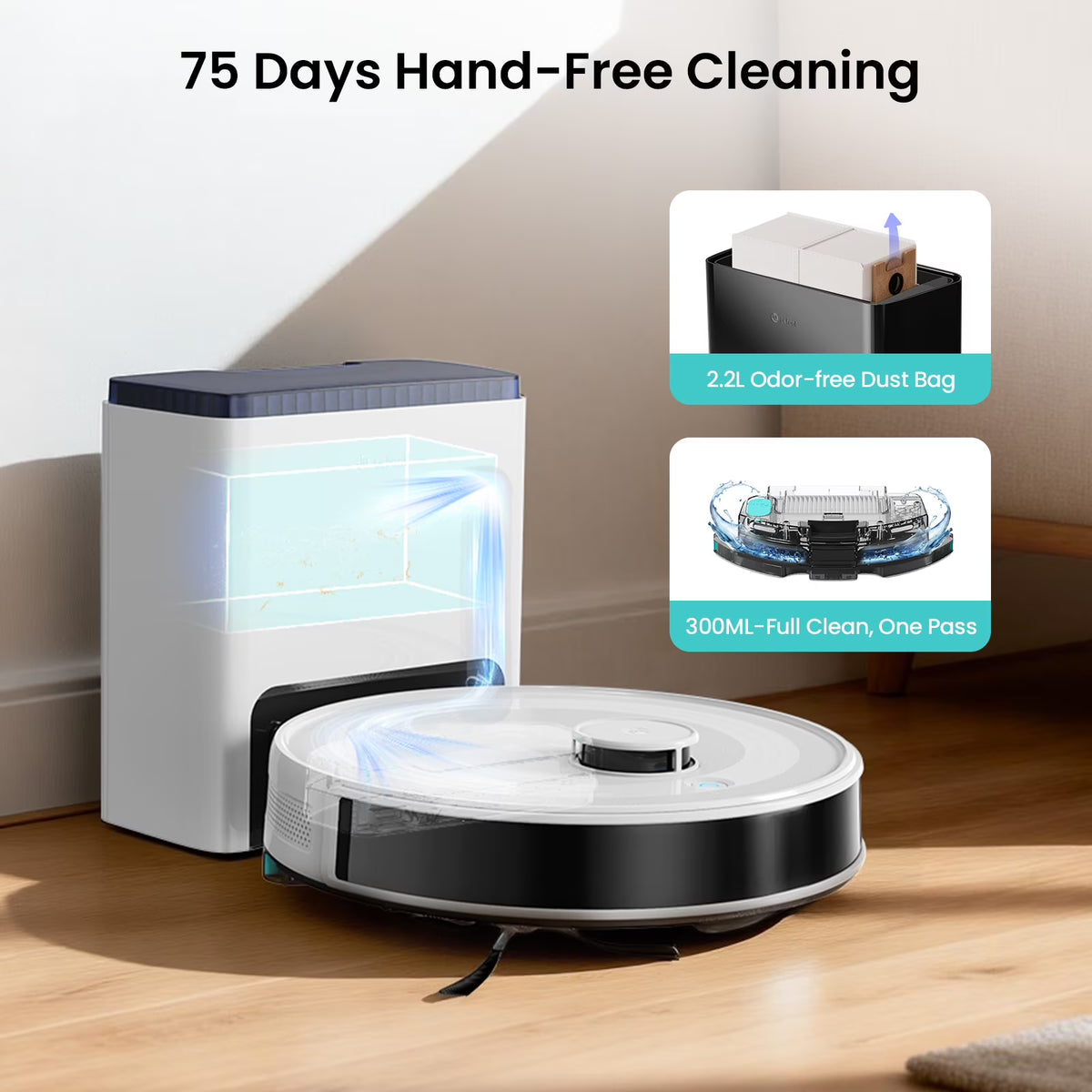 Lefant M2L Plus LiDAR Navigation Robot Vacuum and Mop, 7000Pa Suction, Multi-Floor Mapping, Self-Emptying and Filling, Robot Vacuum for Floors Pet Hair